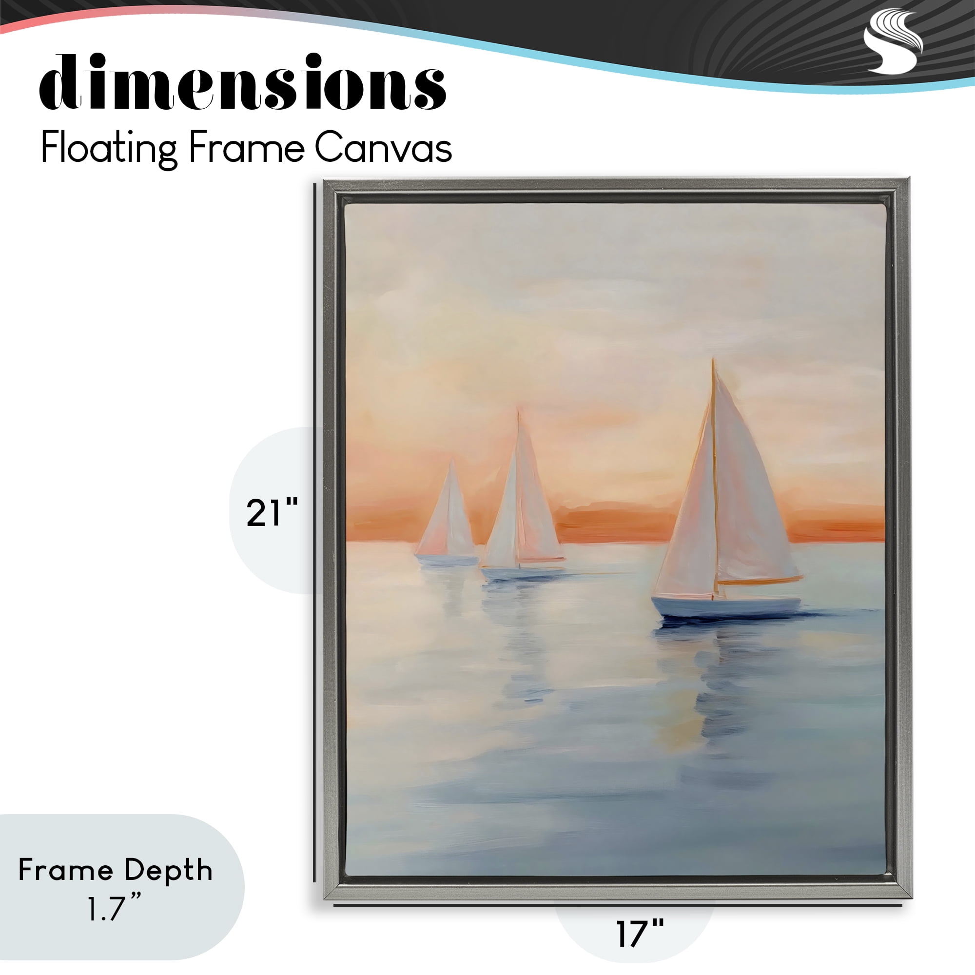 Stupell Industries Sunset Sailboats Over Calm Sea Gray Framed Floater Canvas Wall Art, design by Creative Studio
