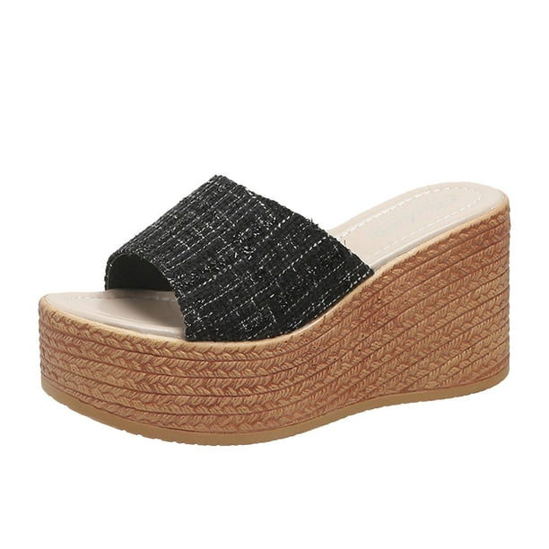 Amzcrzy Zapatos de mujer,Zapatos de mujer,Zapatillas de mujer, Sandalias de playa con suela gruesa y tacón alto para mujer, de una sola línea Sandalias Mujer Zapatillas De Casa