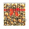 thumbnail image 1 of RYLABLUE Red Bell Golden Ball Shower Curtain, Christmas Holiday Polyester Fabric Shower Curtain Bathroom Sets 60x72 Inches, 1 of 3