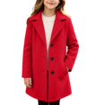 thumbnail image 5 of Vdoaml Girls Wool Blend Coat Kids Notch Lapel Mid Length Overcoat Children Fall Winter Warm Outerwear 8-9 Years Red, 5 of 5