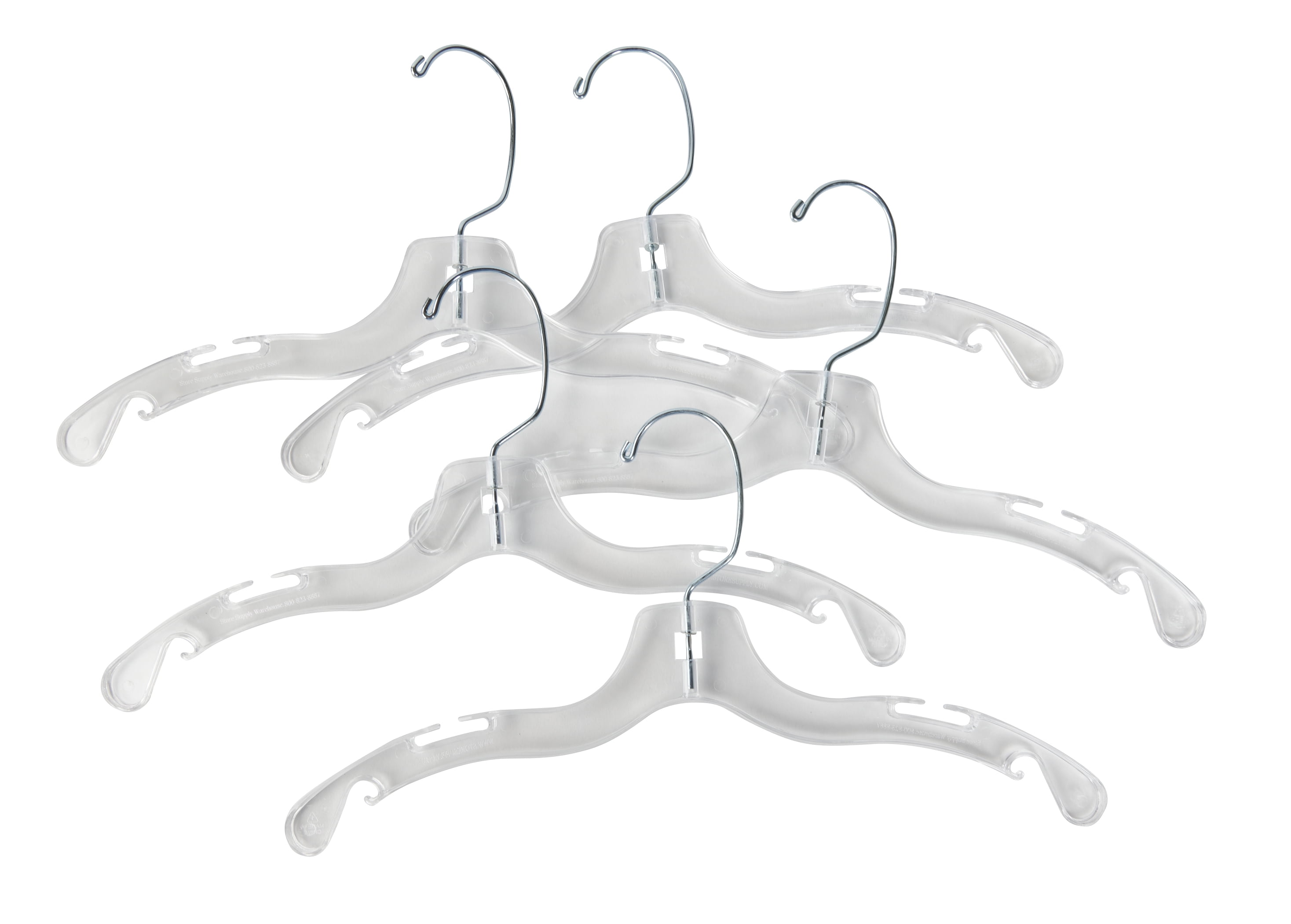 SSWBasics 14 inch Clear Plastic Junior Dress Hangers - Case of 100