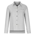 thumbnail image 4 of Button Down Shirts for Women Cotton Linen Long Sleeve Collared Blouses Side Slit Dressy Casual Business Work Tops with Pockets, 4 of 4