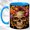 Blue, variant on Floral Skull Coffee Mug, Gothic Flower Mug, Ceramic 11 oz