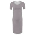 thumbnail image 5 of Pitauce Maternity Short Sleeve Bodycon Dress Pregnancy Crew Neck Side Ruched Dress Summer Casual Dresses for Daily Baby Shower, 5 of 7