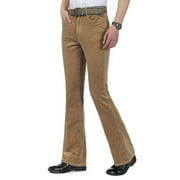 YM YOUMU Men Corduroy Flared Pants Trousers Slim Fit 60s 70s Vintage Bell Bottom