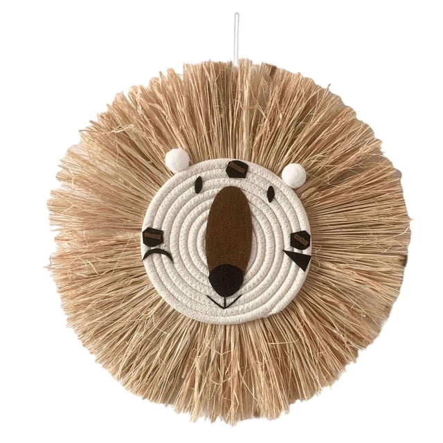 GROWTH TANK 2 Pieces Nordic Straw Wall Hanging Decor Tapestry Animal W/ Rope Handwoven 40cm C