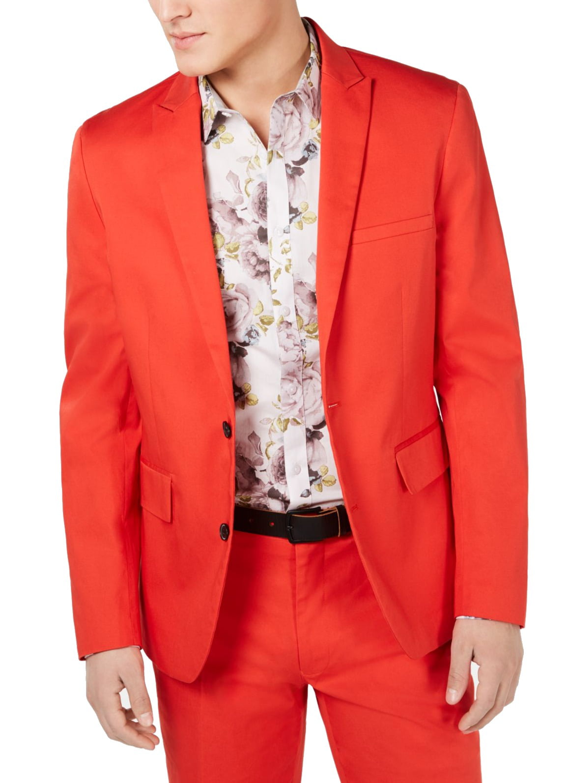INC Mens Suit Jacket Gray Medium M Camo Plaid Notch Lapel Slim Blazer $129 #018