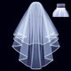 thumbnail image 3 of Velo de novia de tul corto Simple, de dos capas con peine velo de novia, blanco marfil, accesorios de boda, 3 of 3