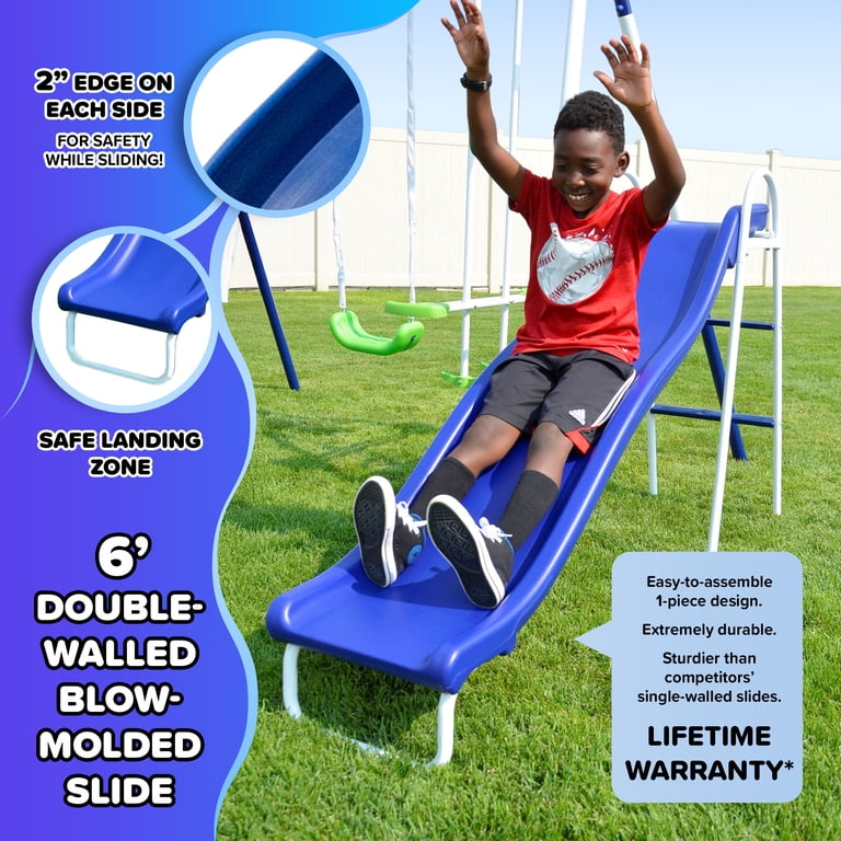 Sportspower Mountain View Metal Swing Set with Glide Ride, Saucer