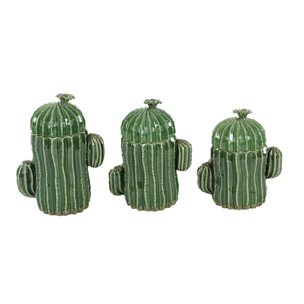 Ceramic Cactus Canister Set of 3