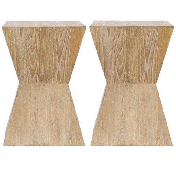 Home Square Wood Side Table in Brown - Set of 2