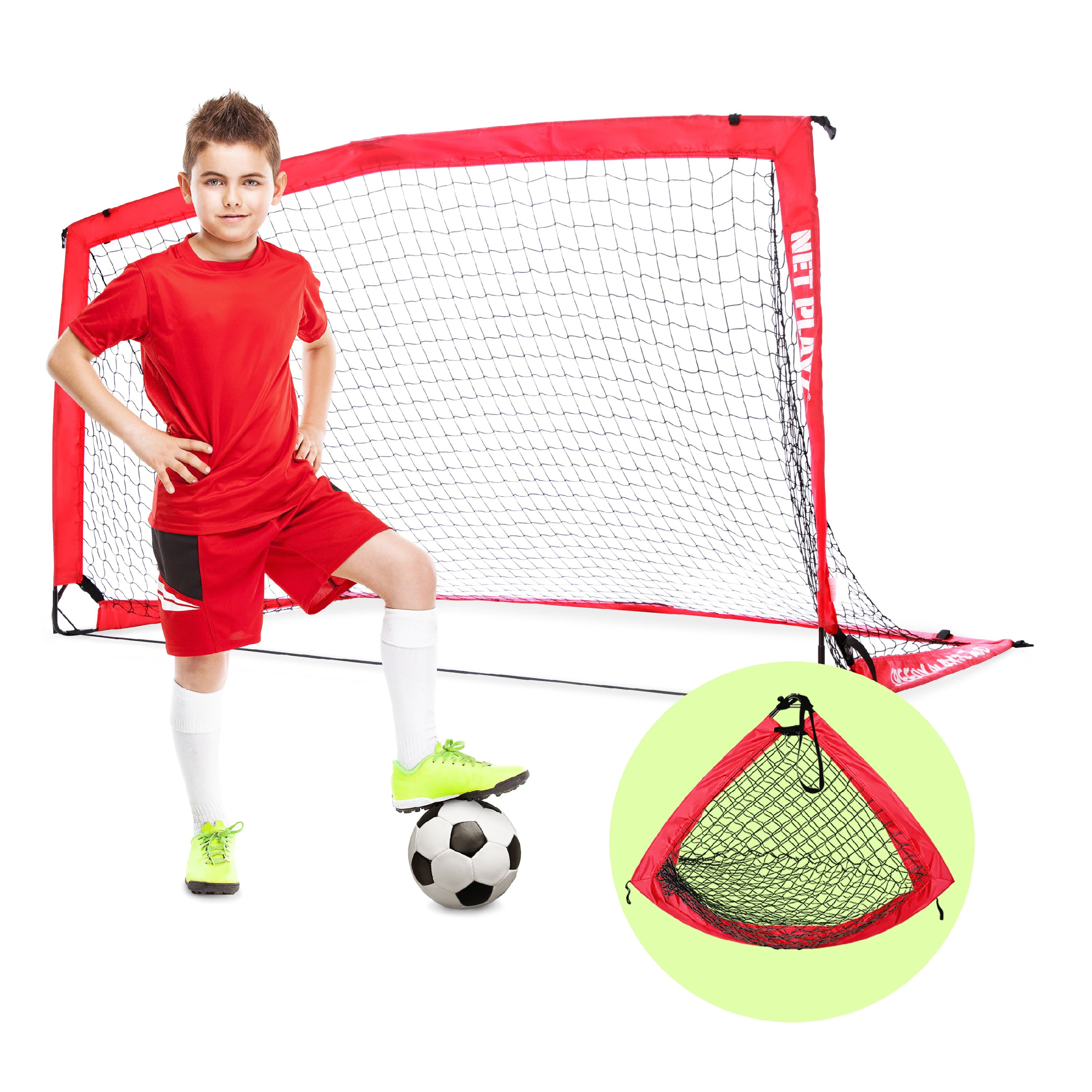 NET PLAYZ 4ftx3ft Easy Fold-Up Portable Training Soccer Goal Renewed Set of 2
