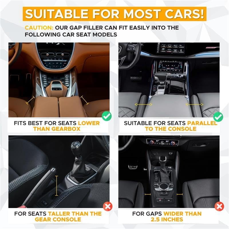 EcoNour Car Seat Gap Filler with Cup Holder & Headrest Hooks - 2 Pack Car Organizer
