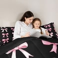 thumbnail image 5 of Erosebridal Pink Princess Bowknot 7 Pieces Bedding Comforter Set For Girls,Cute Coquette Bow Tie Full Bedding Set For Kids,Black Reversible, 5 of 7
