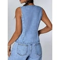 thumbnail image 2 of Women's Tie Front Deep V Neck Denim Vest, 2 of 5