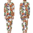 thumbnail image 2 of Renewold Trendy Halloween Pajamas for Teen Girls Boys Colorful Ghosts Pumpkins Fall Winter Athletic Clothing Set Loose Scoop Neck Tracksuit 2 Pack Nightwear Size 5-6, 2 of 5