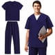 thumbnail image 1 of 1 Juego de uniforme de enfermera, uniforme de tela con bolsillo, uniformes de enfermería con cuello en V, conjunto con bolsillos, talla XXL, 1 of 7