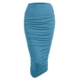 thumbnail image 1 of Made by Johnny Women's Slim fit Bodycon Party Club Night Out Elegant Ruched High Waist Long Pencil Skirt with Side Shirring XS DENIM, 1 of 6