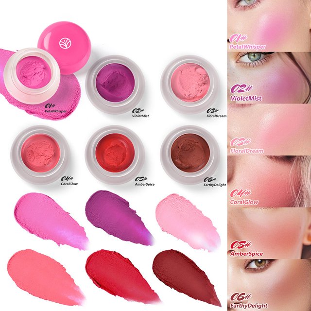Dvkptbk the Blush 6 Color Blush Mud Nude Natural Fine Color Rendering Lasting Matte Velvet Rouge