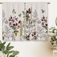 thumbnail image 6 of Red Botanical Kitchen Curtains Vintage Flower Floral Retro Leaves Spring Small Short Cafe Window Curtains Country Butterfly Bathroom Drapes Treatment Tier Curtains 2 Panels (27.5x39 Inch), 6 of 6