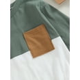 thumbnail image 3 of ZAXARRA Baby Boy Romper Long Sleeve Color Block Oversized Crewneck Sweatshirt Bodysuit Infant Jumpsuit Winter Warm Clothes, 3 of 7