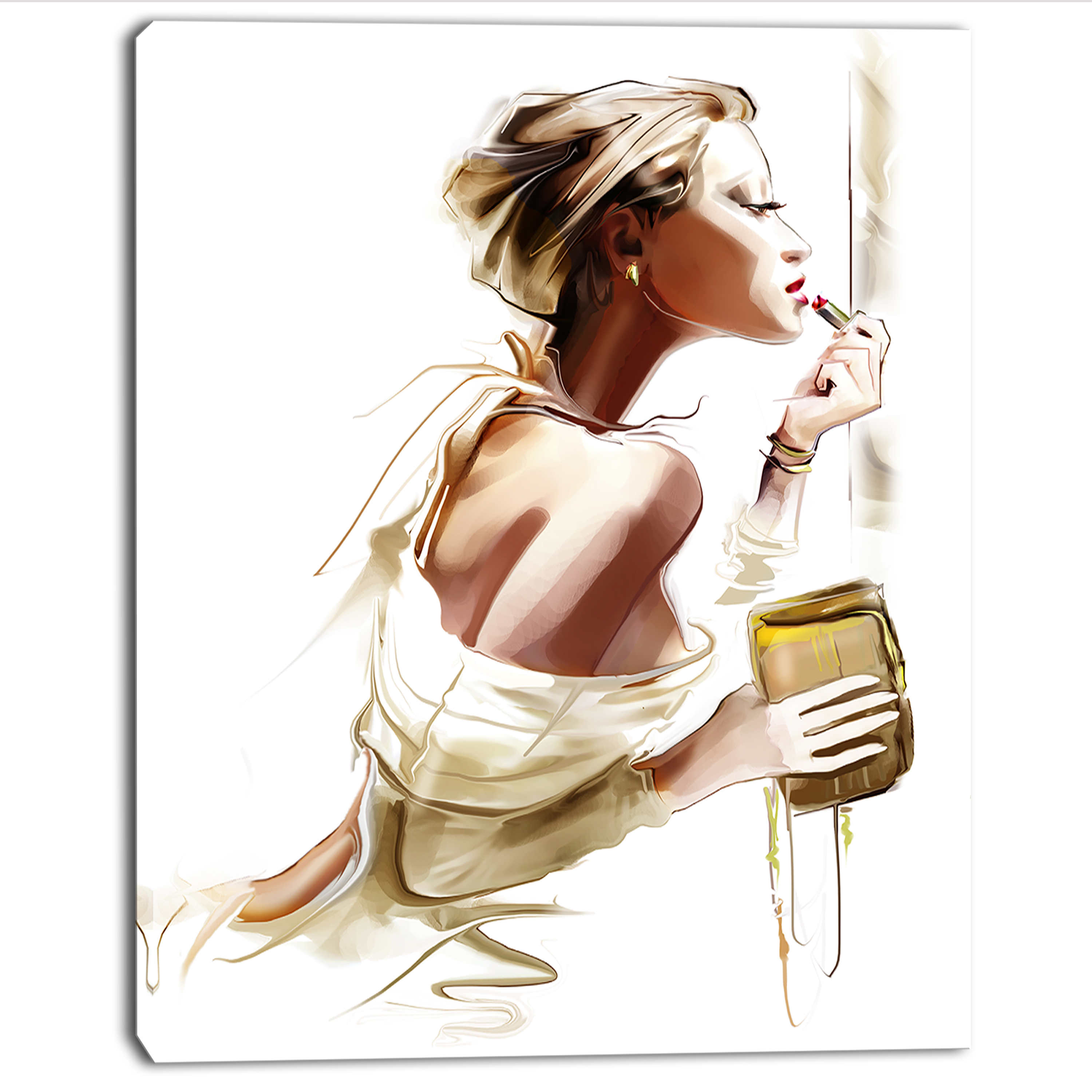 Designart 'Fashion Woman ' Abstract Portrait Canvas Print
