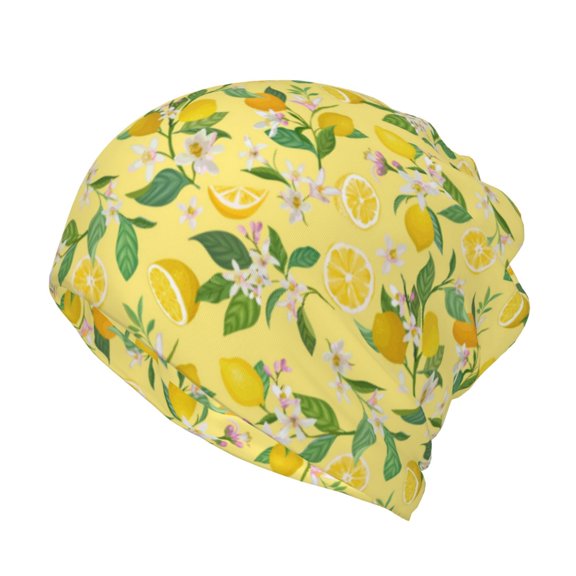 Rateoe Lemon (2) Cotton Slouchy Beanie Hat for Men/Women,Lightweight Oversize Large Thin Skull Cap Night Sleeping Cap