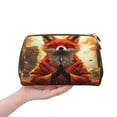 thumbnail image 4 of Easygdp Maple Leaf Meditating Fox Leather Makeup Bag Zipper Pouch Travel Cosmetic Organizer for Women and Girls, Make up Bag with Zipper, 4 of 8