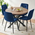 thumbnail image 5 of NORDICANA Round Kitchen Table and Chairs Set for 4, 37" Round Dining Table MDF Faux Wood Tabletop,Blue Velvet Dining Chairs Upholstered Side Chair, 5 of 8
