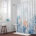 thumbnail image 6 of Seagrass Coral Shower Curtain for Bathroom Decor, Watercolor Ocean Waterproof Fabric Shower Curtain, 72"x72" Set with 12 Hooks, 6 of 9