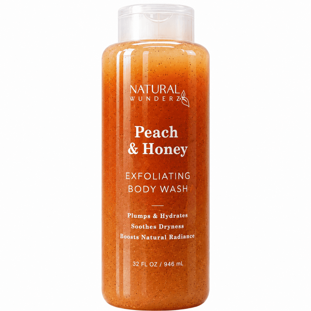 Natural Wunderz Peach & Honey Exfoliating Body Wash, Sulfate & Paraben Free, 32 fl oz