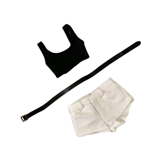 1/6 Chaleco negro para mujer Conjunto de cinturón de jeans blanco para figuras Zulema Figura de acción ropa