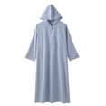 thumbnail image 3 of Boys Girls Hooded Robe, Solid Color Muslim Long Sleeve Thobe for Kids, Casual Loose Fit Arab Style Robe Coat for Spring Summer and Autumn Wear Light Ashy 110, 3 of 9