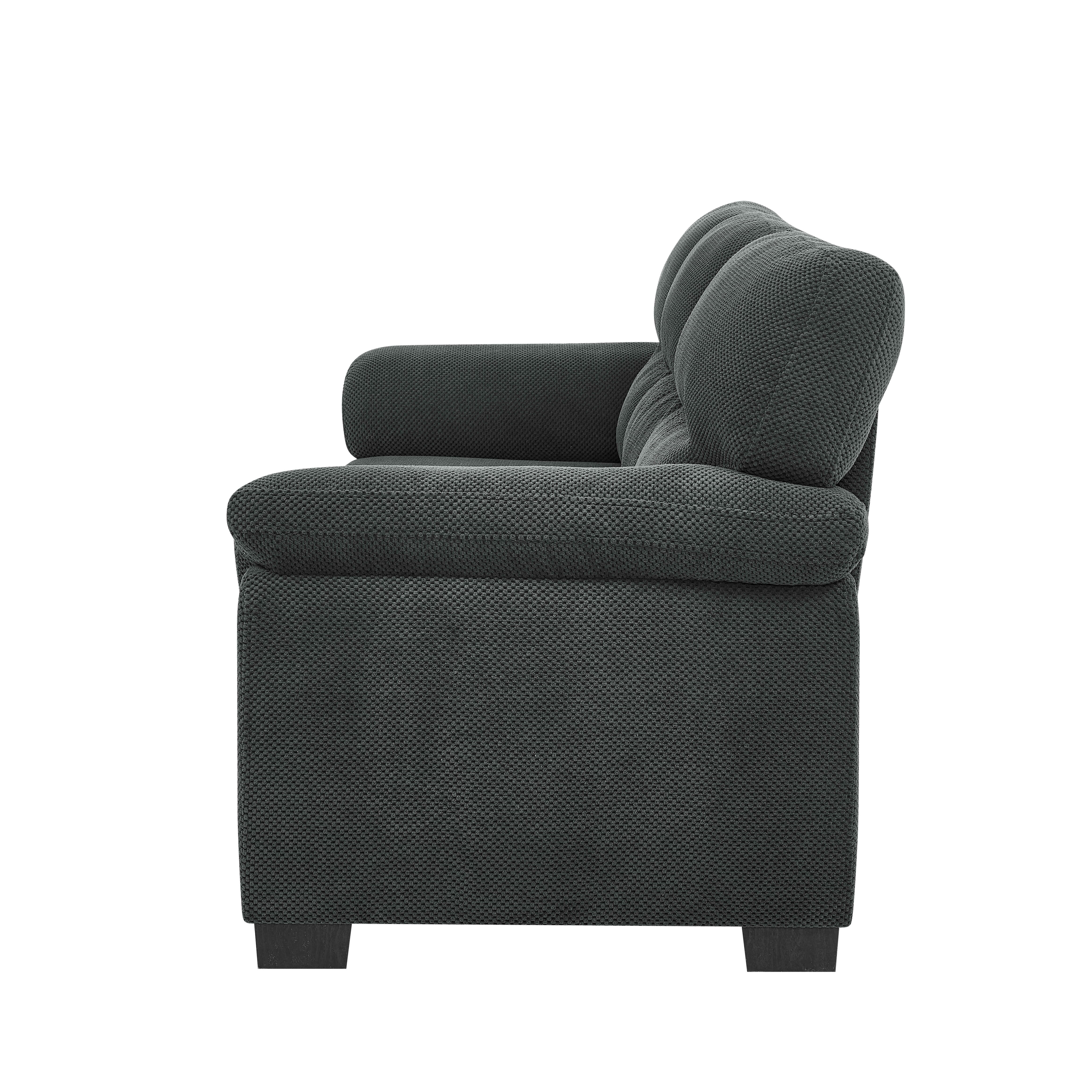 MAYEERTY 81 Inch 3‑Seater Sofa, Modern Textured Fabric Couch with Plush Track Arms & Solid Wood Frame for Living Room