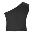 thumbnail image 6 of Women Hot Tank Tops Spring And Summer One Shoulder Tight Tops Plain Solid Fashion Comfortable Cool Lightweihght Breathable Sleeveless Going Out Slim Fitted Camisole, 6 of 8