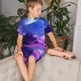 thumbnail image 4 of Balery Dreamy Colorful Starry Sky Conjunto de Pijama Infantil de Manga Corta con Estampado – Ropa de Dormir de Algodón Suave-Medium, 4 of 6