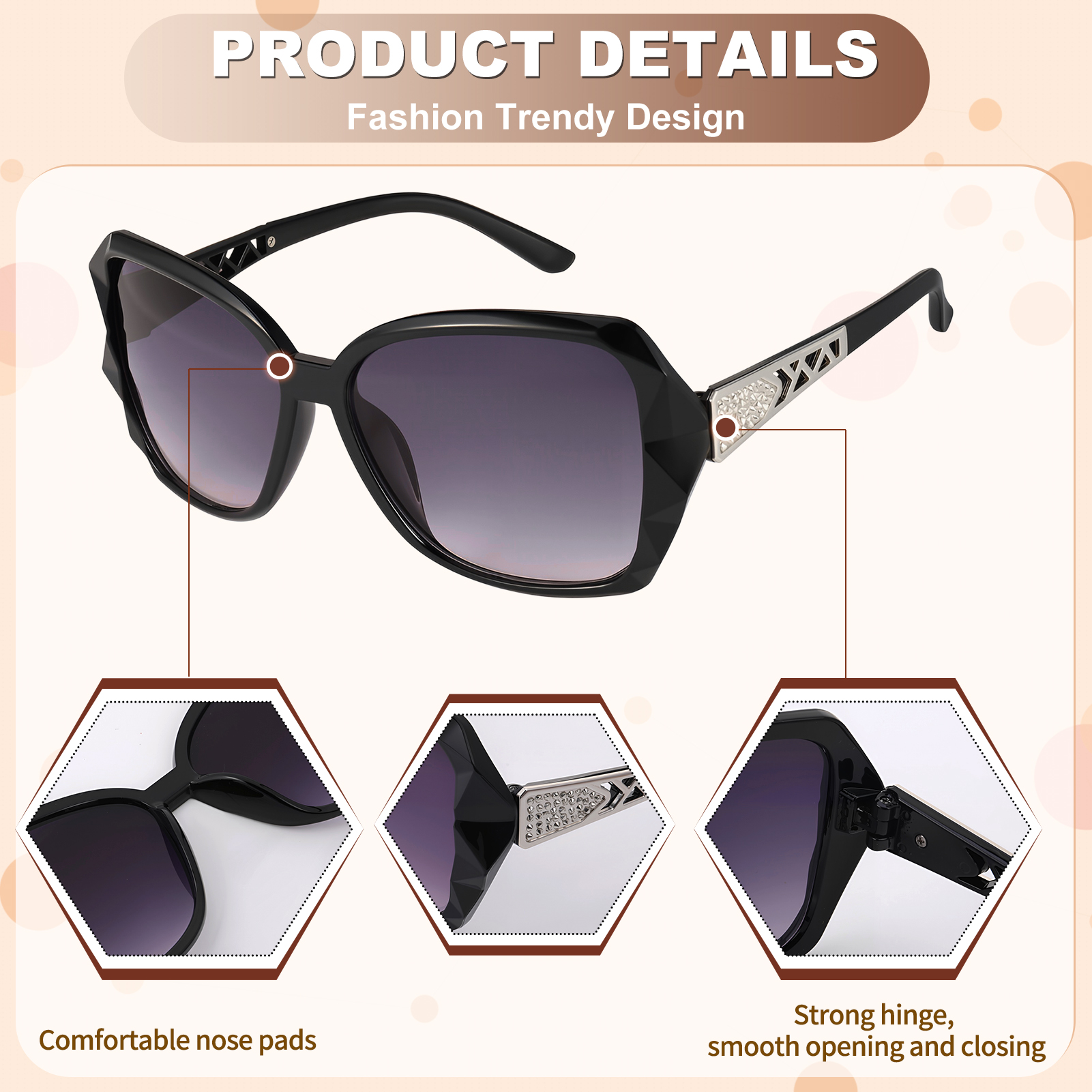 Bocaoying 4-Pack Polarized Oversized Sunglasses photo 3