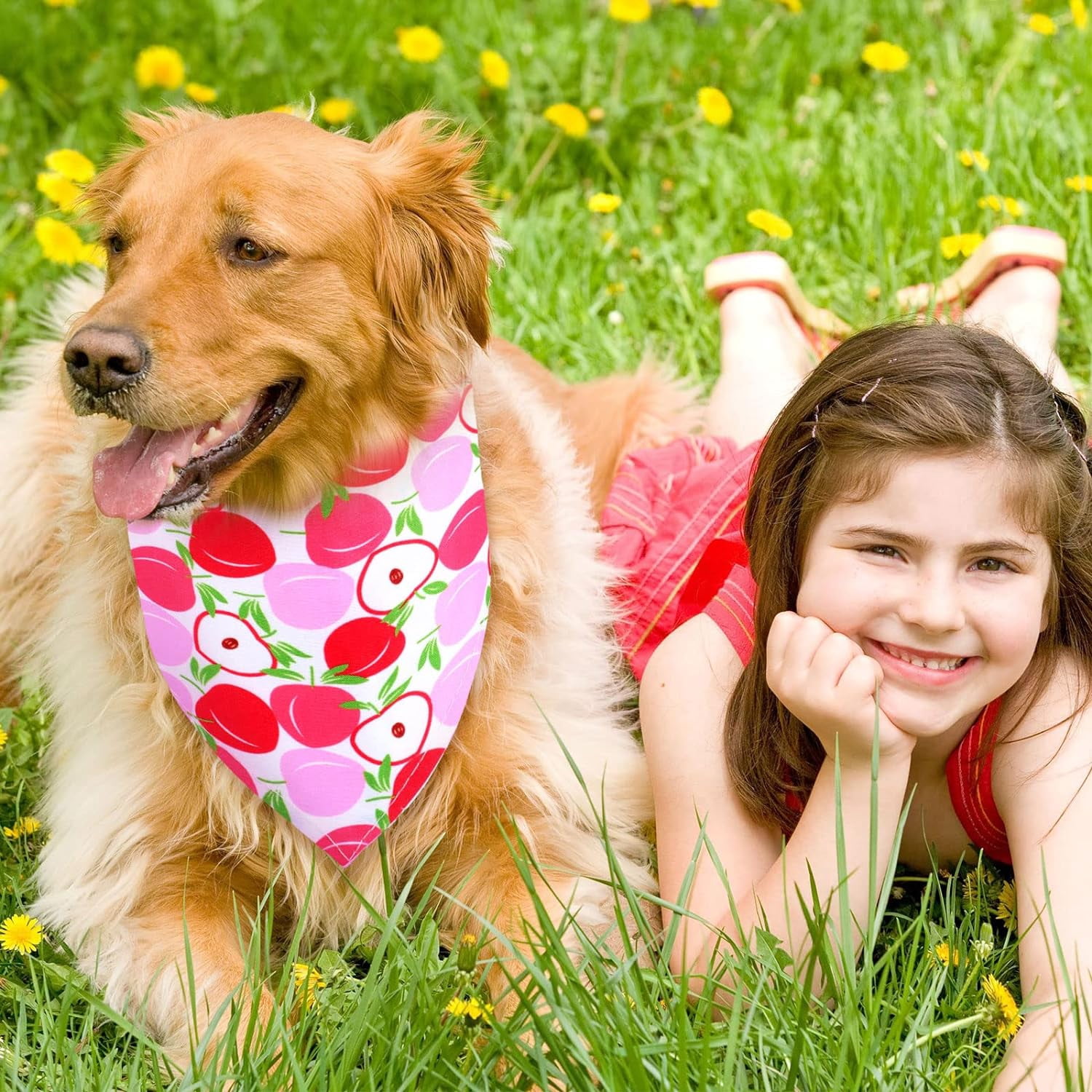 30 Pack Spring Dog Bandanas Bulk Summer Fruit Pet Bandanas Soft Triangle Dog Scarfs Polyester Bandana Pet Costume Cute Scarf Bibs with Flowers Patterns for Medium Large
