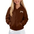 thumbnail image 5 of fatyb Zip up Hoodies for Girls Long Sleeve Hooded Jacket Kids Cute Bow Print Sweatshirt with Pockets, 5 of 7