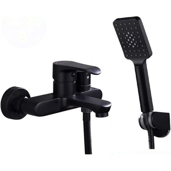 bathtub faucet Wall Mounted Bathtub Faucet with Shower Black Bath Dark Bath Shower Brass Cold and Hot Water Bathtub Faucet with Shower-C