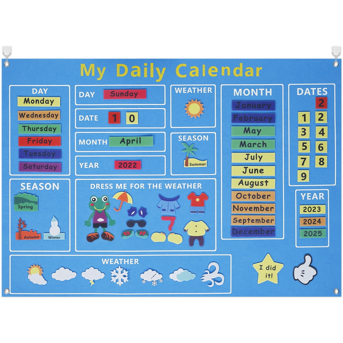 My First Daily Calendar FeltBoard for Toddlers 100x70cm Today Calendar