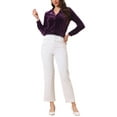 thumbnail image 2 of INSPIRE CHIC Women's Velvet Top Button Down Shirt V Neck Long Sleeve Retro Blouse S Purple, 2 of 6
