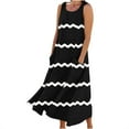 thumbnail image 2 of Teissuly New Women's Sleeveless Cotton And Linen Round Neck Printed Long Dress, 2 of 5