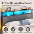thumbnail image 5 of Bolvdo Full Bed Frame with Headboard and Storage, 2-Tier Storage Headboard & Foot-Board Drawers, Rustic Grey, 5 of 8