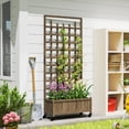 thumbnail image 2 of Outsunny Planter with Trellis, Raised Garden Bed with Wheels, Brown, 2 of 10