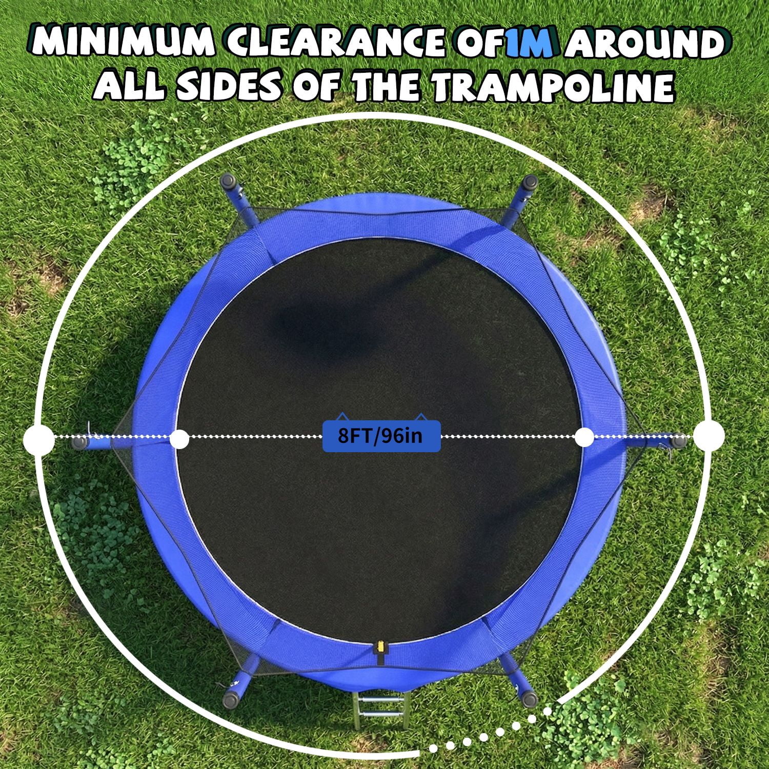 Alvantor Trampoline 8ft Trampolines for Kids with Enclosure Net Blue
