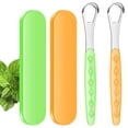 thumbnail image 1 of Limpiador de raspador de lengua para adultos y niños, raspador de lengua para reducir el mal aliento, limpiador de lengua de metal de acero inoxidable de grado médico con estuche de viaje, 2 paquetes Jormftte HMHZ396-1, 1 of 7