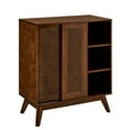 thumbnail image 7 of GZXS Mid-Century Accent Cabinet with 2 Sliding Rattan Doors, 31.5" Wooden Sideboard with Open Storage, Adjustable Shelves and Solid Wood Feet for Living Room, Entryway, Dining Room (Dark Walnut), 7 of 7