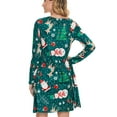 thumbnail image 3 of Gustave Women Christmas Tunic Dresses Long Sleeve Xmas Print Midi Dress Loose Fit Casual Swing T-Shirt Dress with Pocket - Green, S, 3 of 8