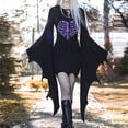 thumbnail image 2 of De Vestido gótico de alas de murciélago negras para mujer con estampado de corazones, disfraz de Halloween, ropa de fiesta, moda gótica, 2 of 5